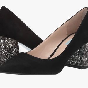 Betsey Johnson Paige 8M black suede glitter pumps
